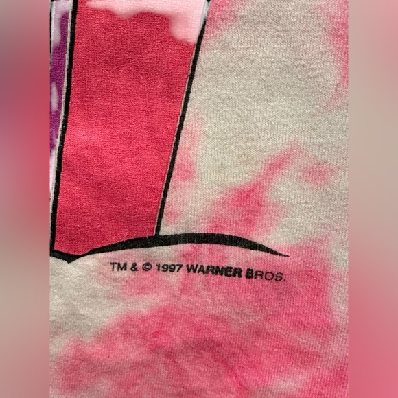 Vintage 1997 Tweety Bird Looney Tunes Tank Top Tie Dye Racer Back Pink Size XL - Picture 3 of 7